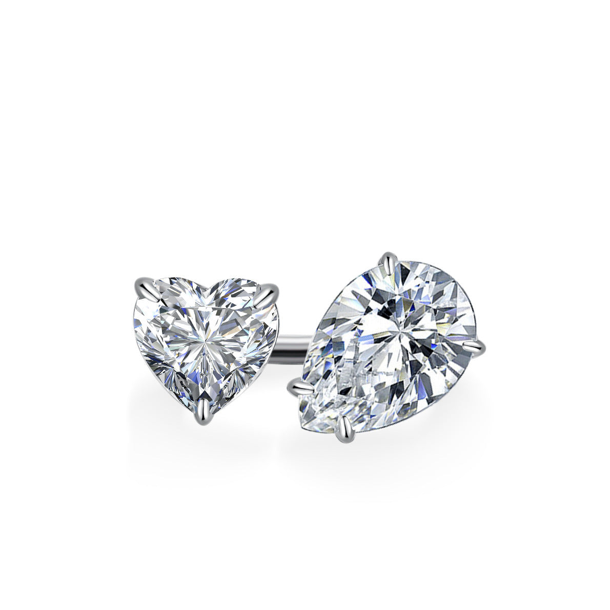 Moissanite Diamond Heart & Tear Ring