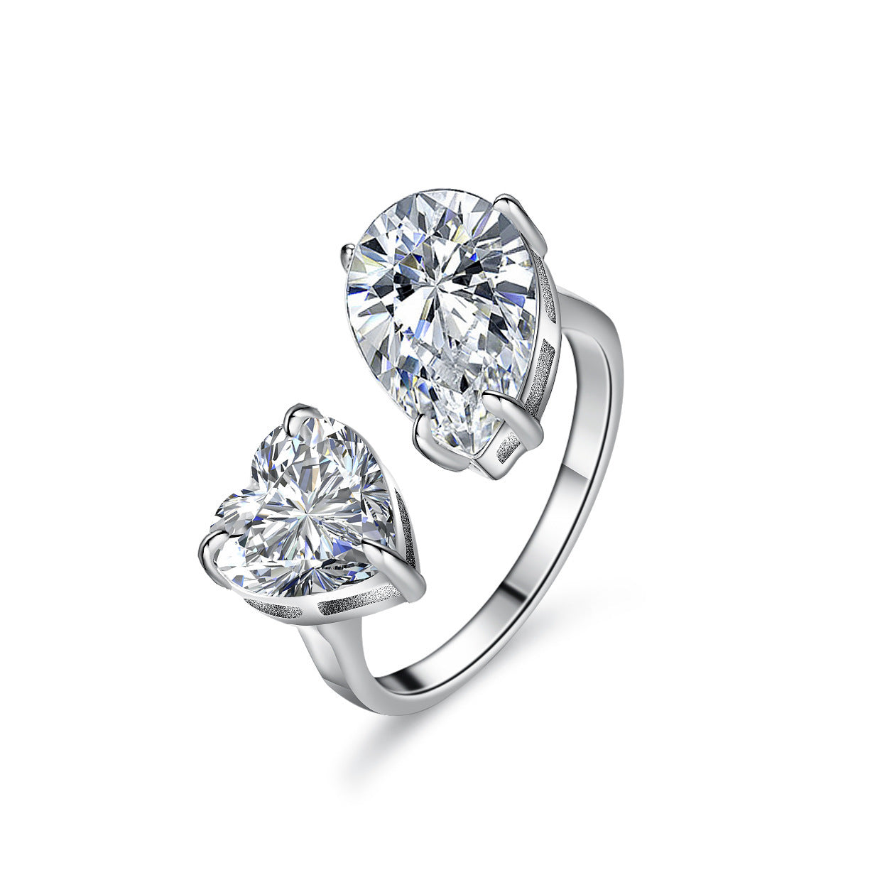 Moissanite Diamond Heart & Tear Ring