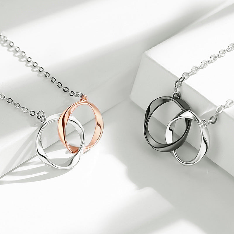 Mobius Coupled Ring Necklaces