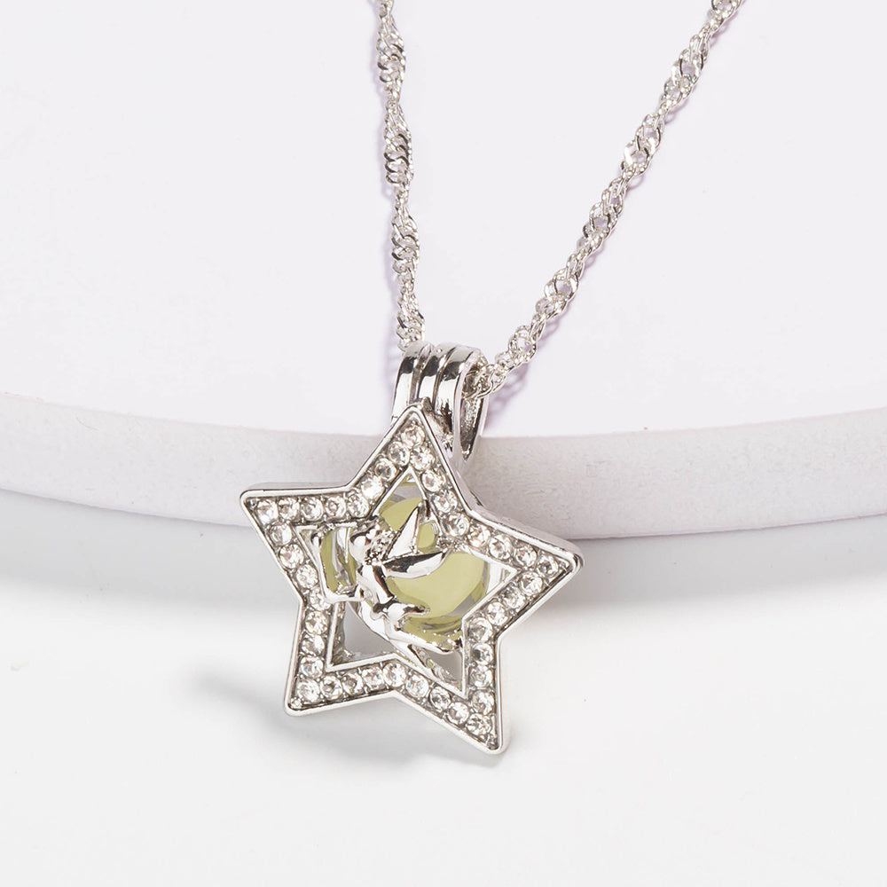 Luminous Pentagram Angel Necklace