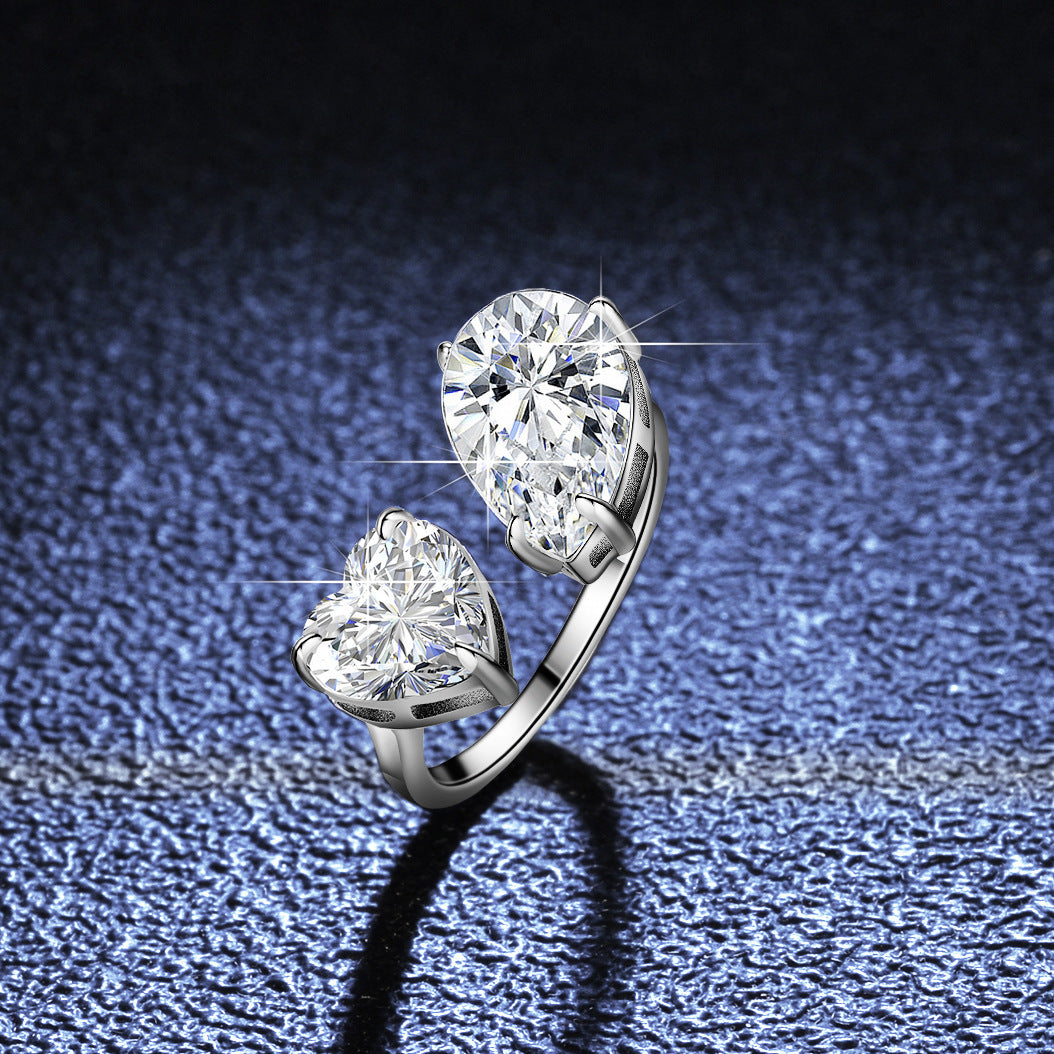 Moissanite Diamond Heart & Tear Ring