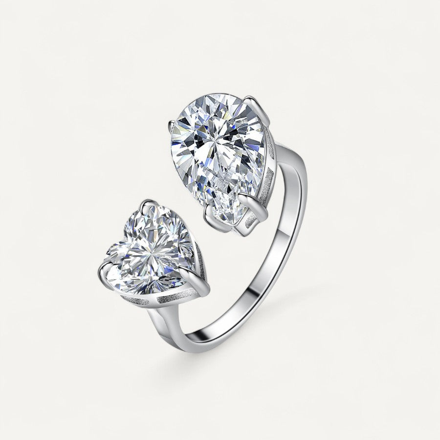 Moissanite Diamond Heart & Tear Ring